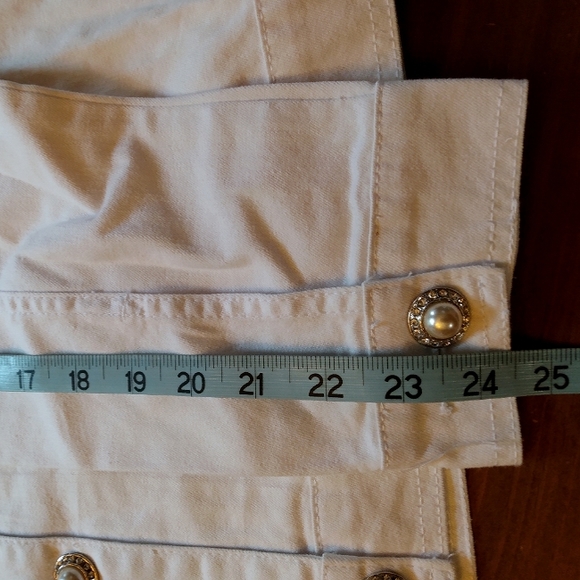 Quacker Factory Perl Rhinestone Buttoned Denim Jacket - Picture 9 of 11